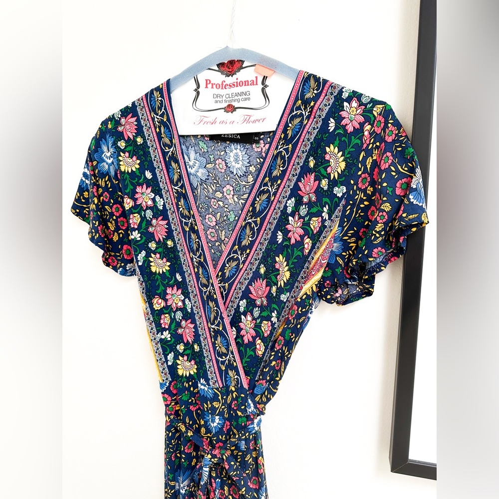 Zesica Bohemian Floral Maxi Wrap Dress Size Small - Picture 6 of 12